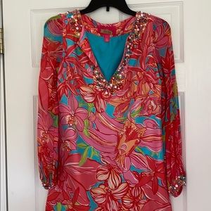 Gorgeous Lily  dress w/beading at neck & wrists